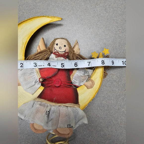 Vintage Silvestri Handcrafted Angel on Crescent Moon Tree Topper Christmas - Picture 7 of 8